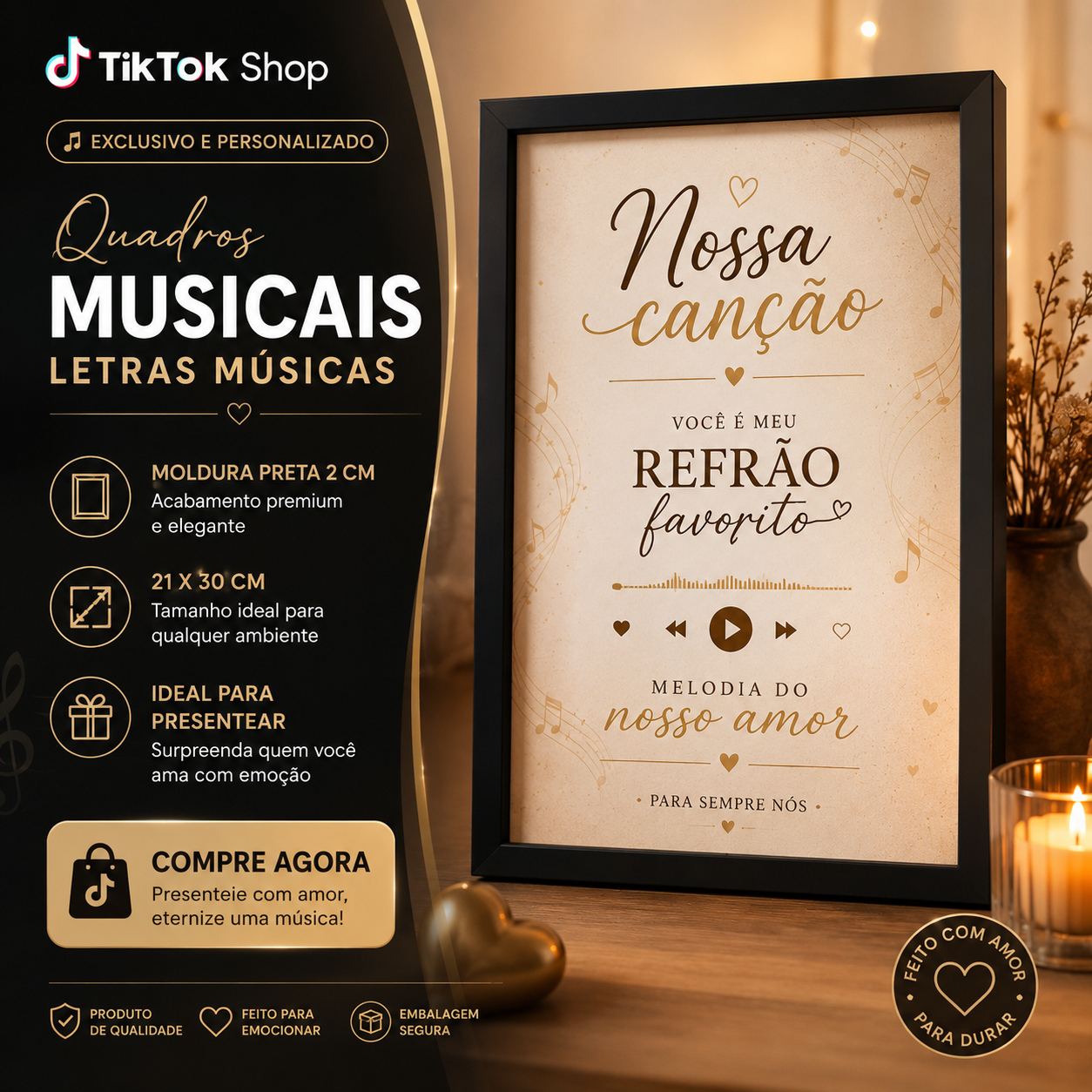 Quadros personalizados COLEÇÃO FRASES MARCANTES 21x30 moldura MDF com proteção em acetato (Cópia)