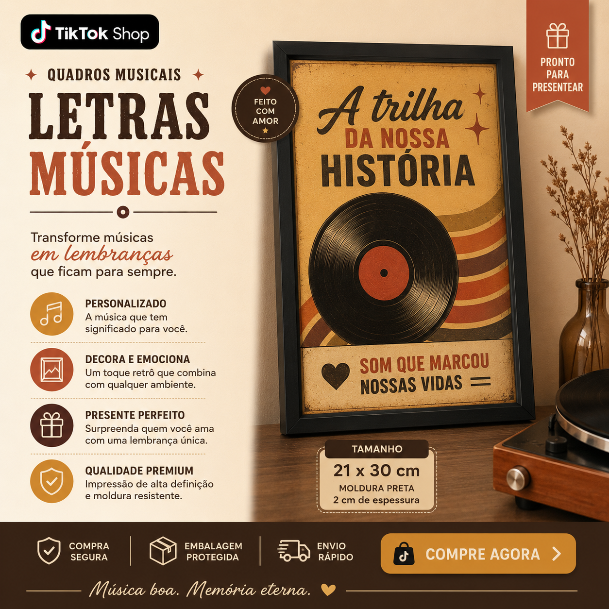 Quadros personalizados COLEÇÃO FRASES MARCANTES 21x30 moldura MDF com proteção em acetato (Cópia)