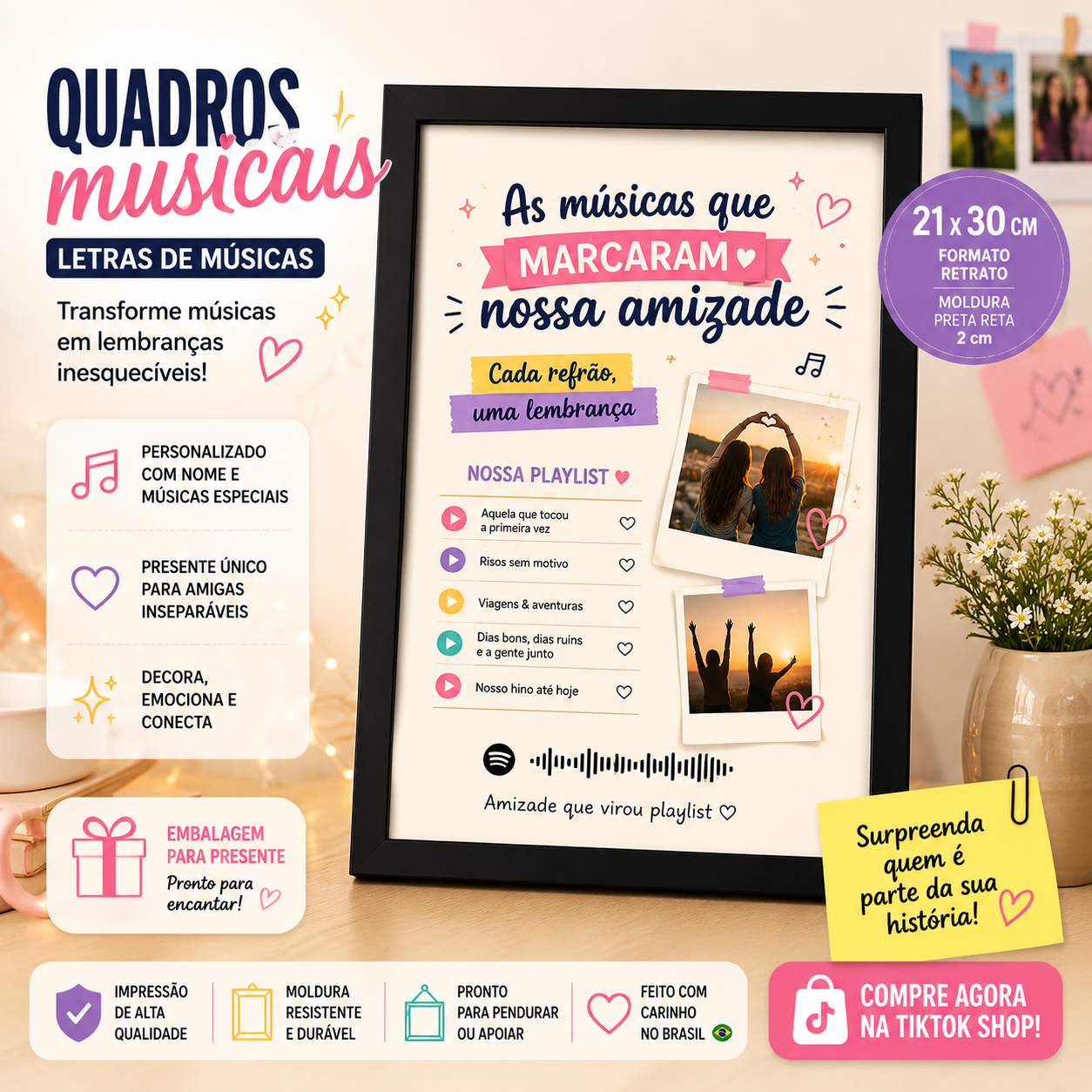 Quadros personalizados COLEÇÃO FRASES MARCANTES 21x30 moldura MDF com proteção em acetato (Cópia)