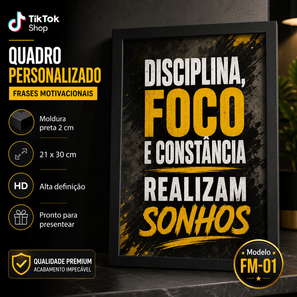 Quadros personalizados COLEÇÃO FRASES MARCANTES 21x30 moldura MDF com proteção em acetato (Cópia)