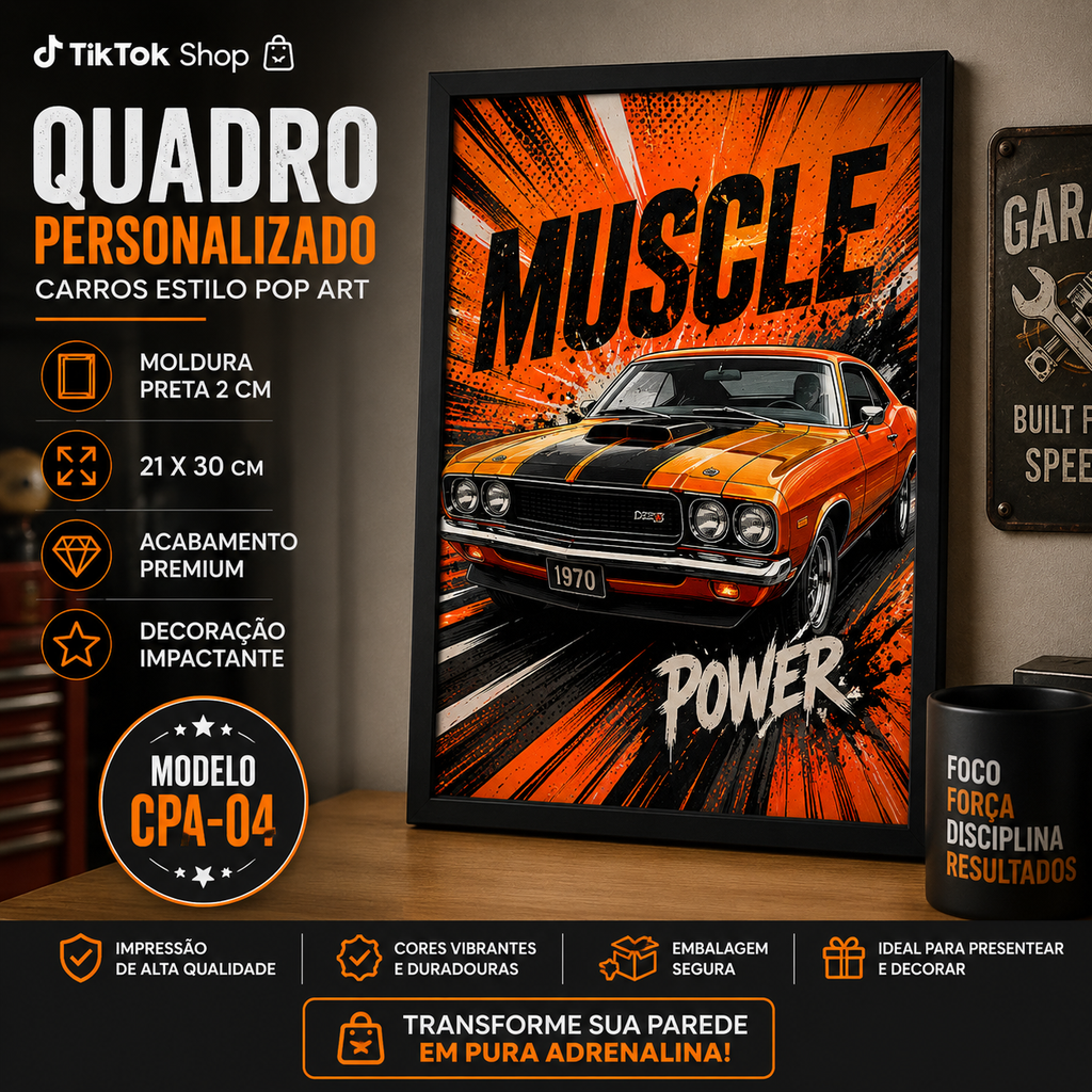 Quadros personalizados COLEÇÃO MEU CARRO 21x30 moldura MDF com proteção em acetato